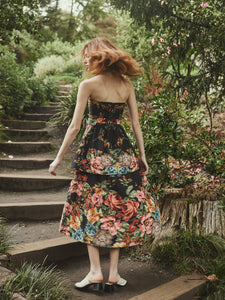 Daisy Dress in Black Victorian Floral