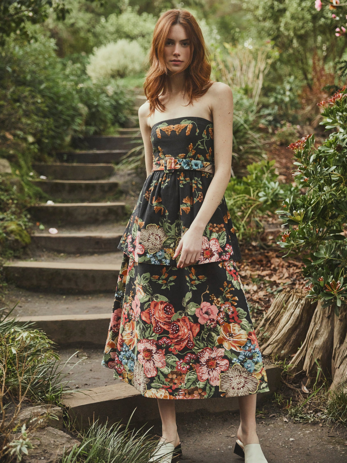 Daisy Dress in Black Victorian Floral