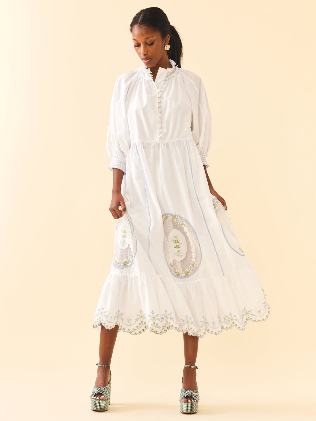 Eliza Maxi Dress in White Whimsy