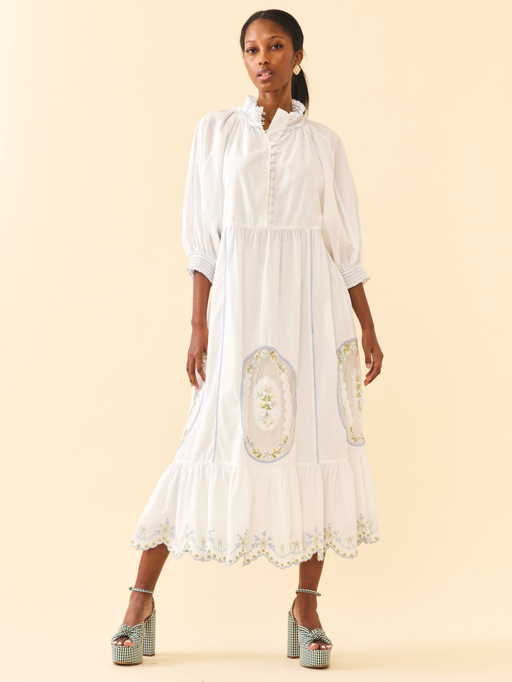 Eliza Maxi Dress in White Whimsy