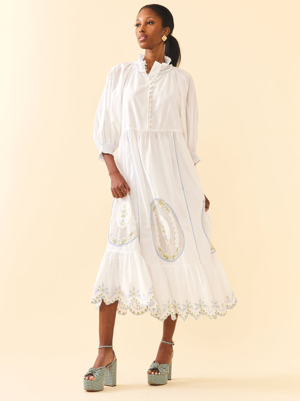 Eliza Maxi Dress in White Whimsy