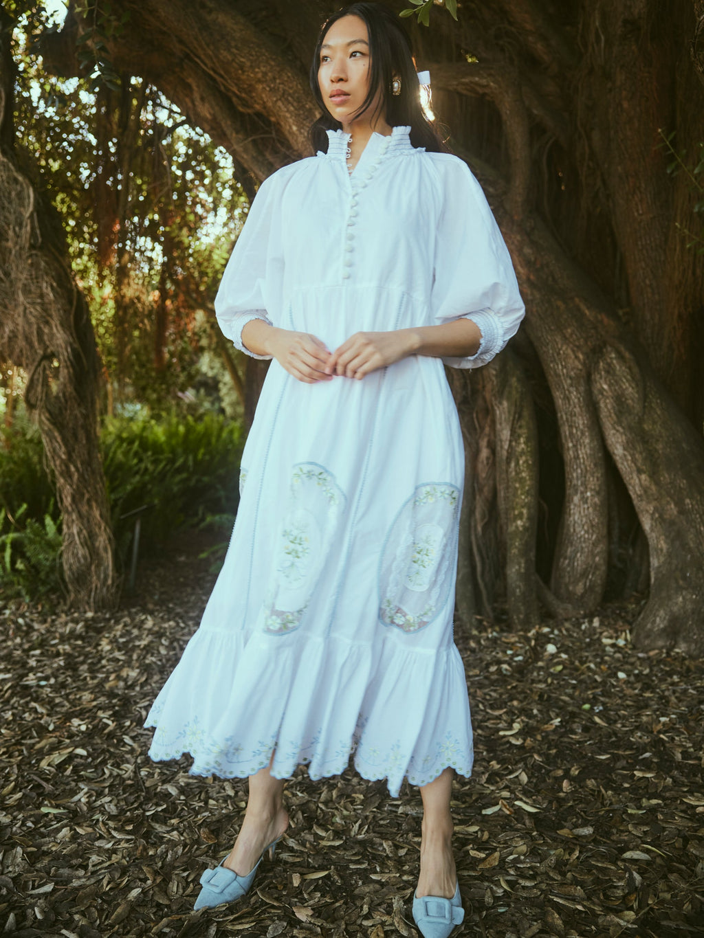 Eliza Maxi Dress in White Whimsy