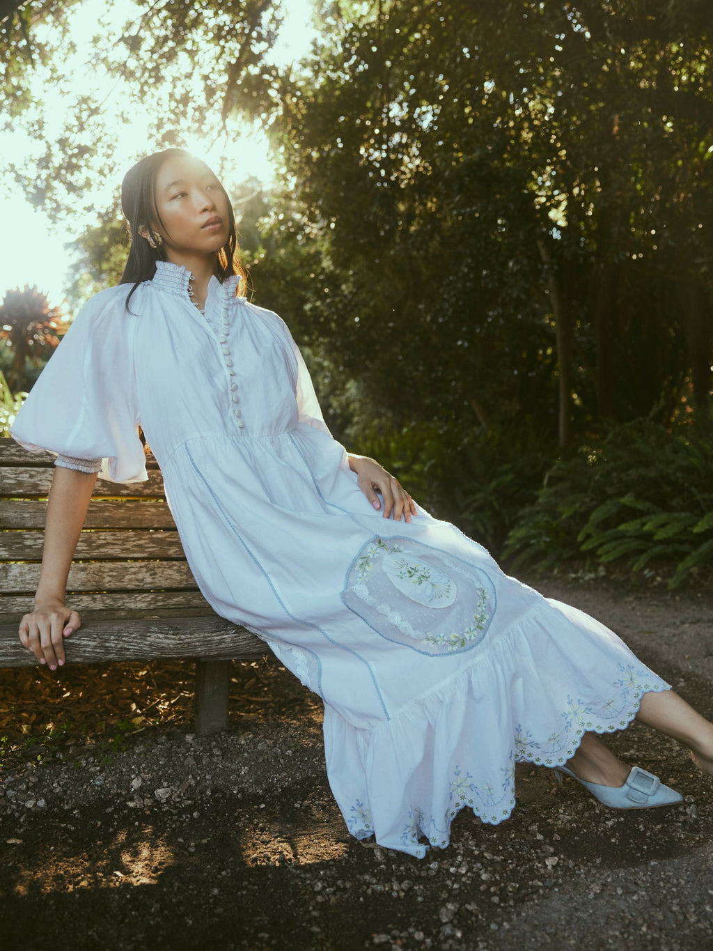 Eliza Maxi Dress in White Whimsy