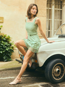 Sarah Bird Mini Dress in Minty Green