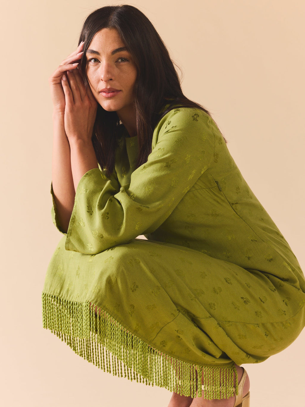 Ariana Dress in Olive Chartreuse