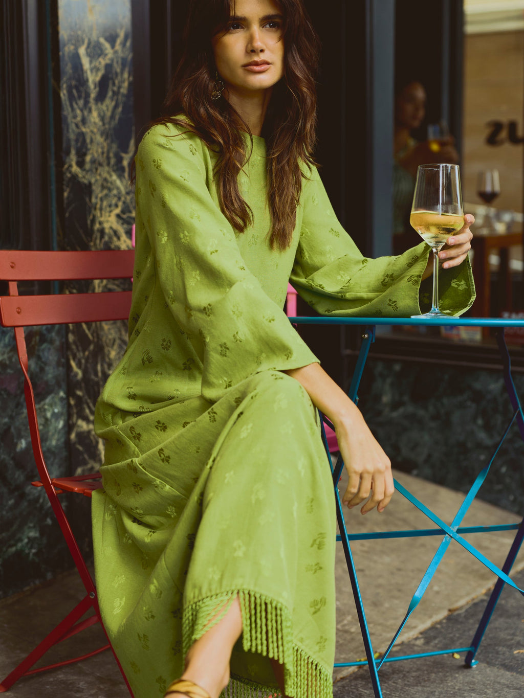 Ariana Dress in Olive Chartreuse