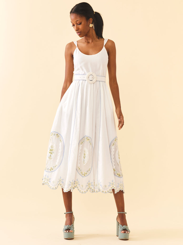 Katherine Dress in White Whimsy