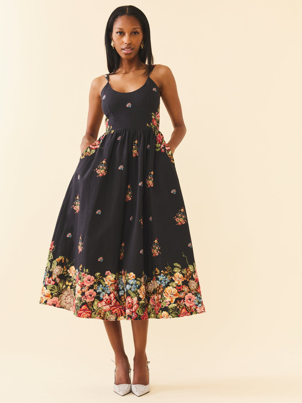Katherine Dress in Black Victorian Floral