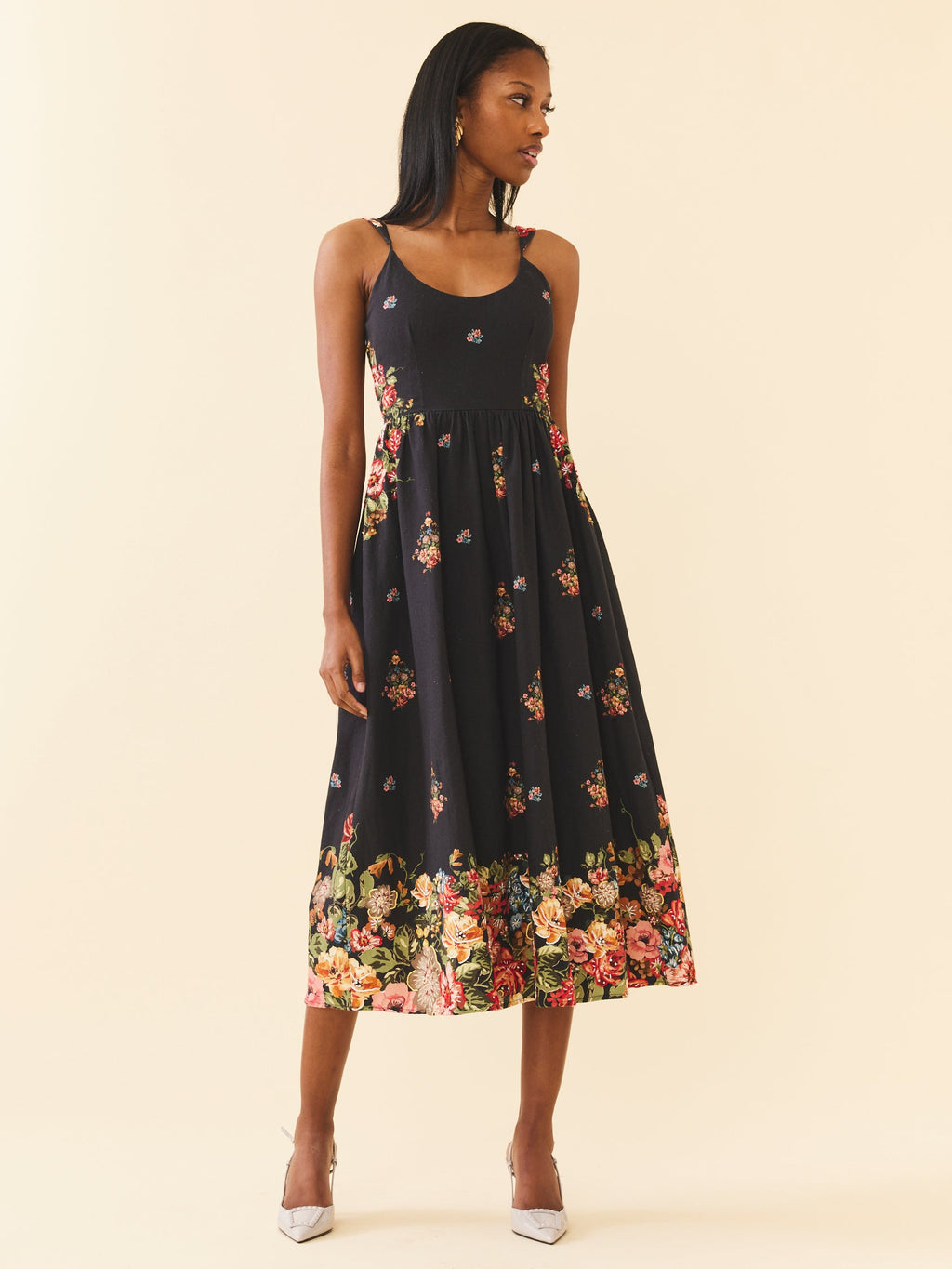 Katherine Dress in Black Victorian Floral