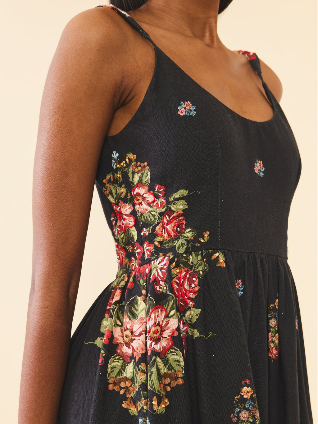 Katherine Dress in Black Victorian Floral