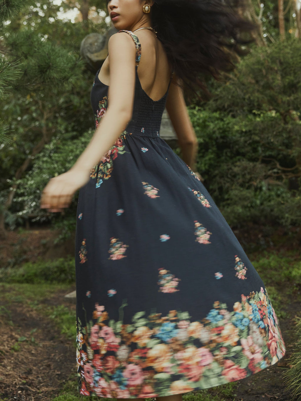 Katherine Dress in Black Victorian Floral