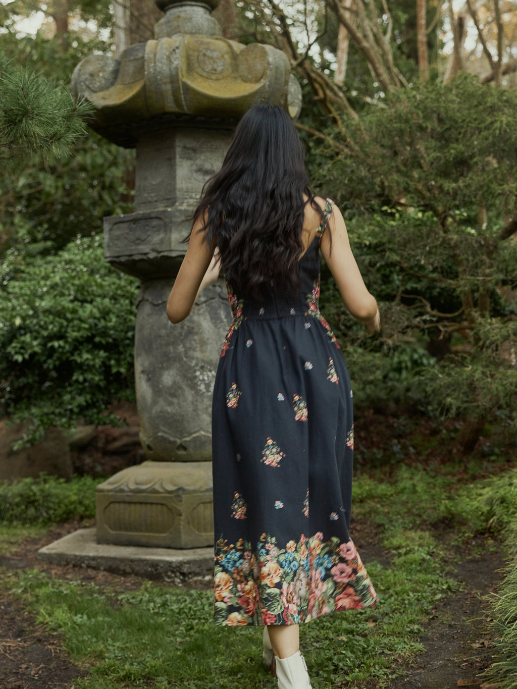 Katherine Dress in Black Victorian Floral