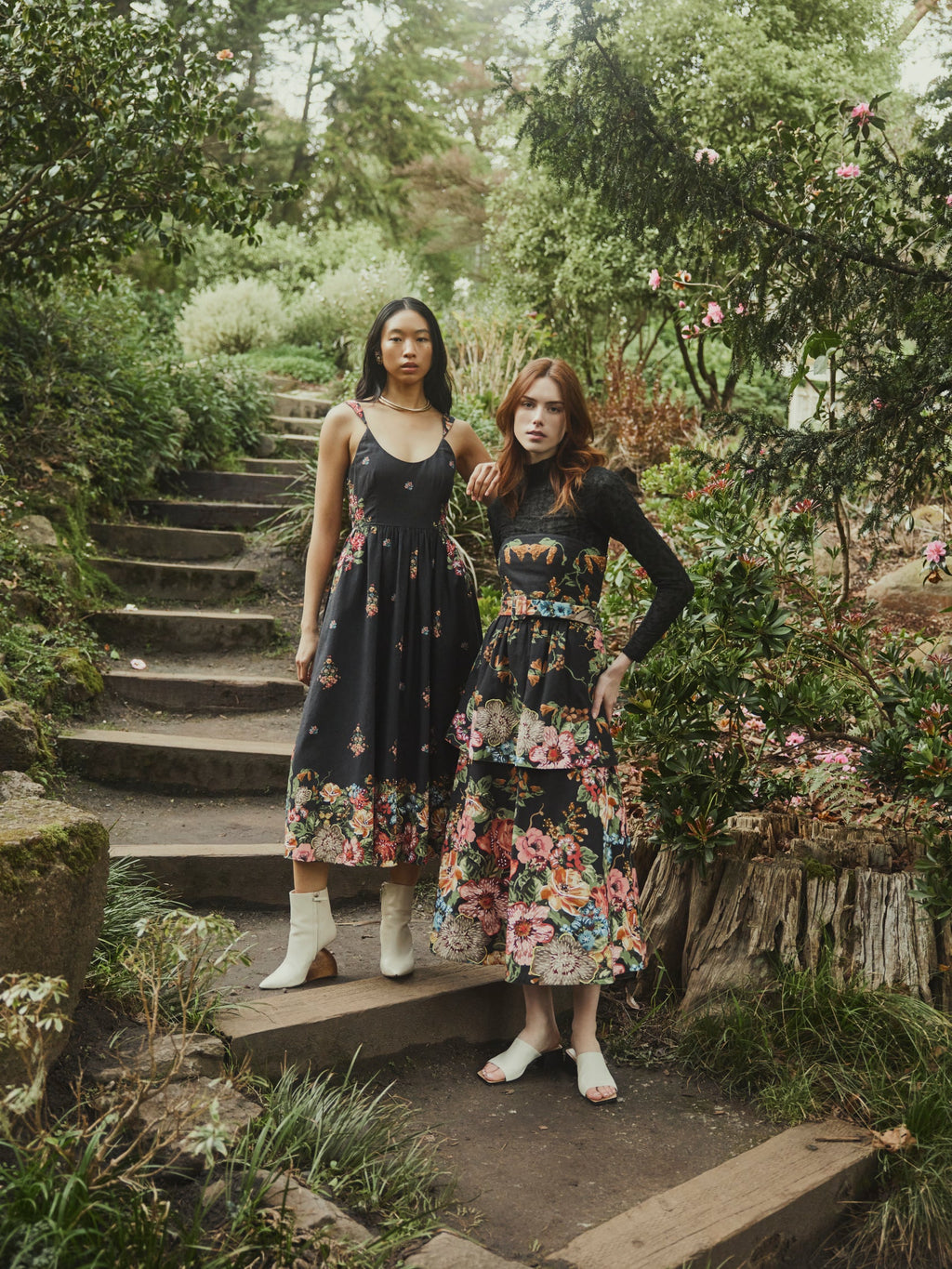 Katherine Dress in Black Victorian Floral