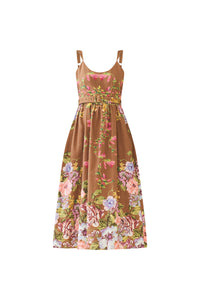 Katherine Dress in Caramel Victorian Floral