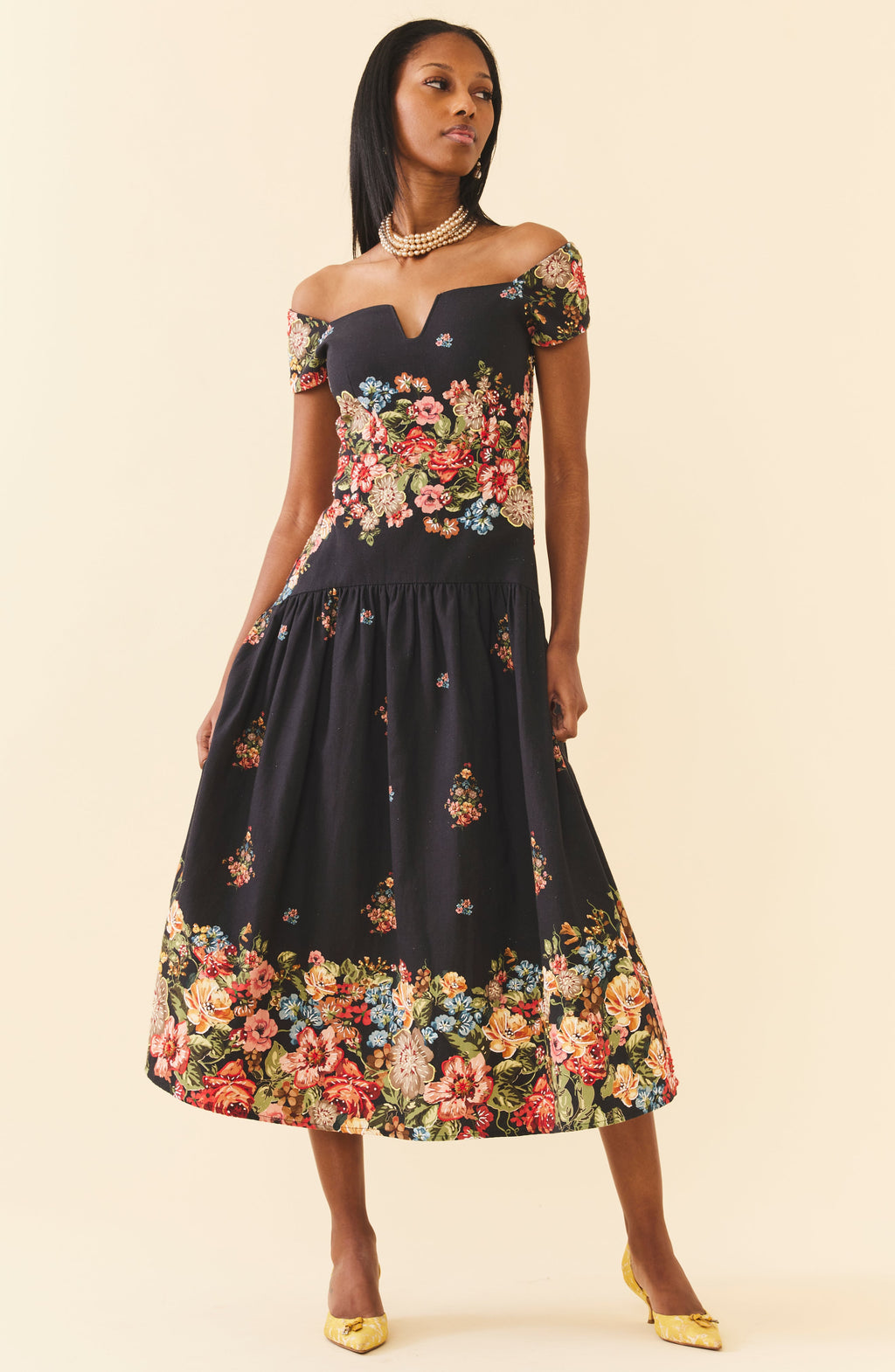 Sydney Dress in Black Victorian Floral