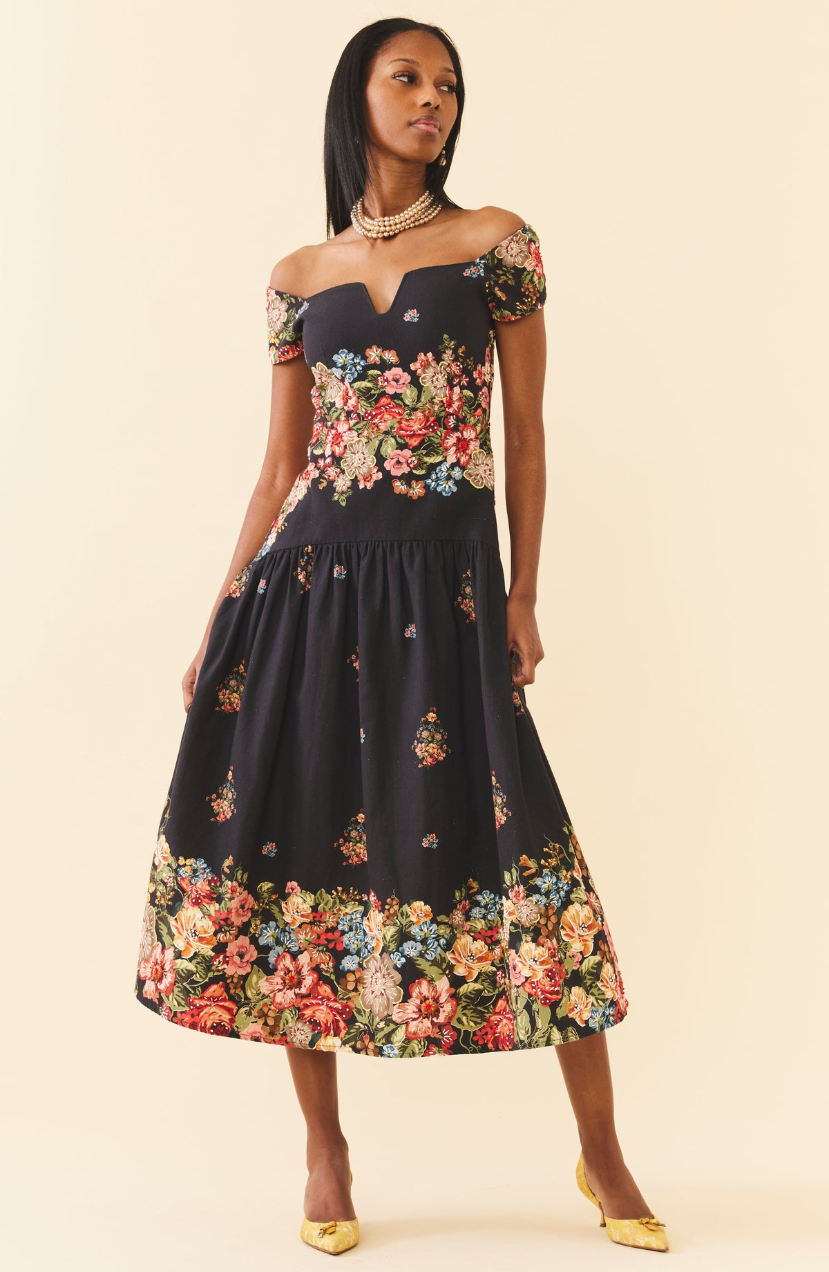 Sydney Dress in Black Victorian Floral