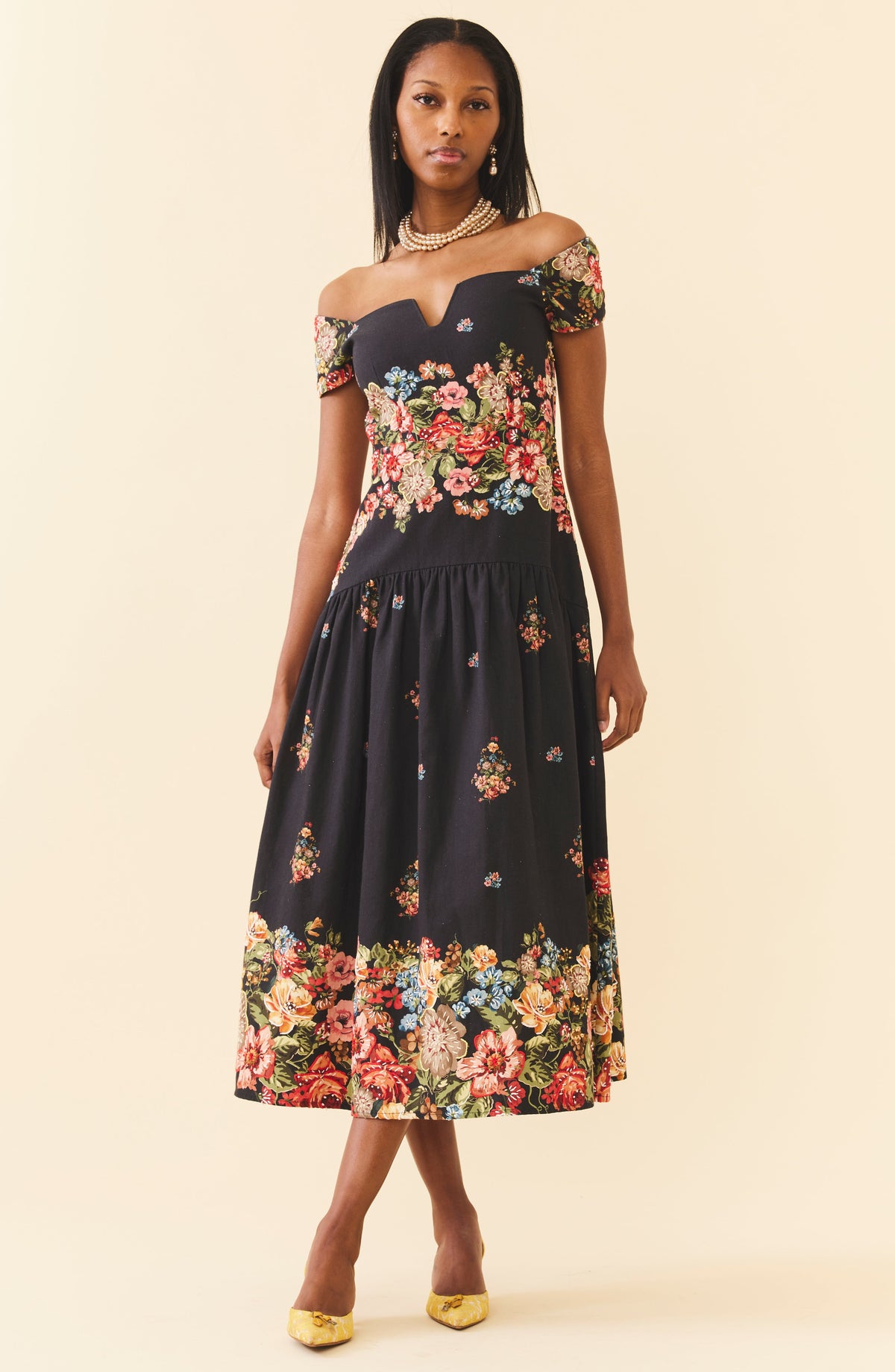 Sydney Dress in Black Victorian Floral
