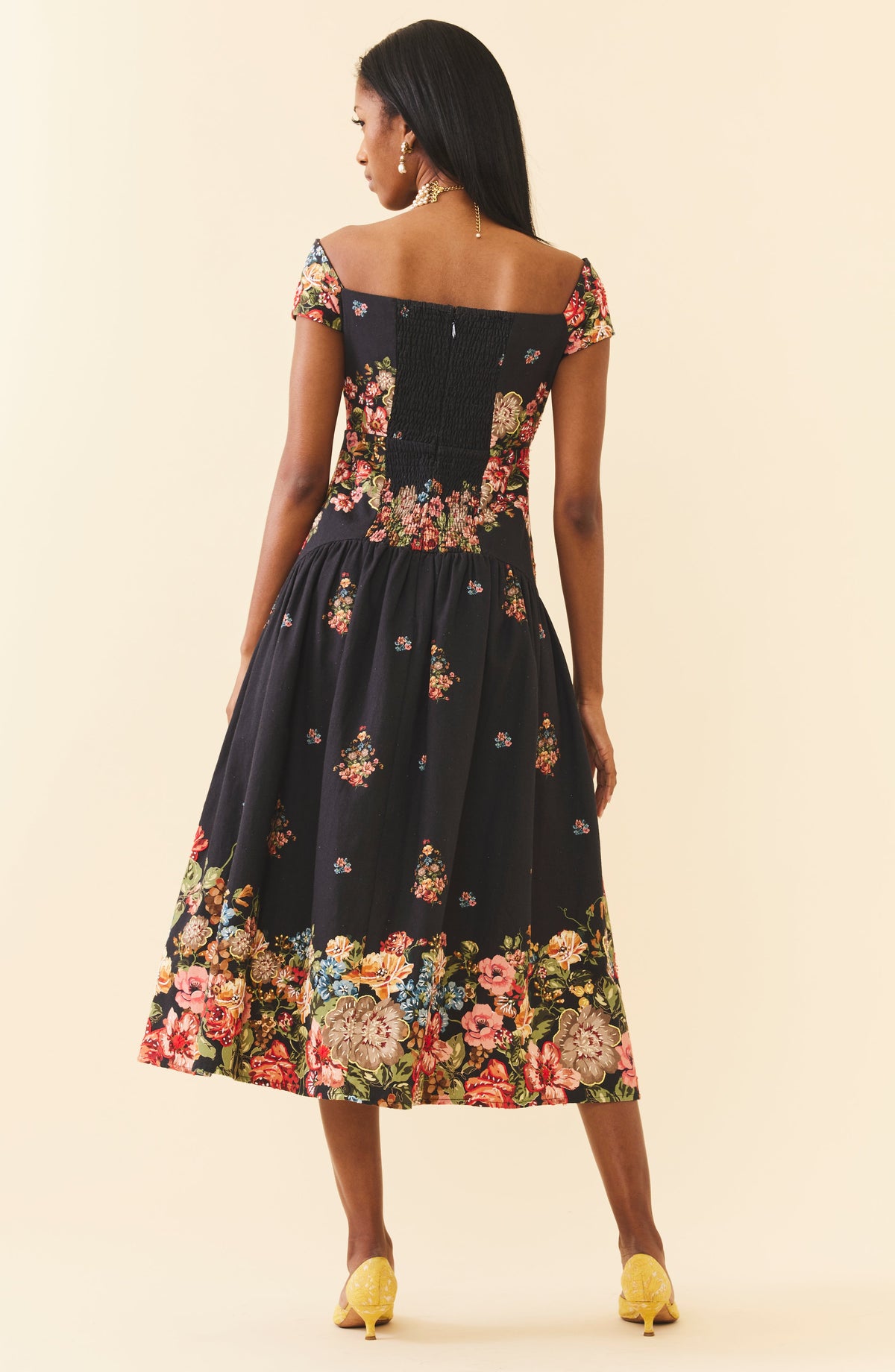 Sydney Dress in Black Victorian Floral