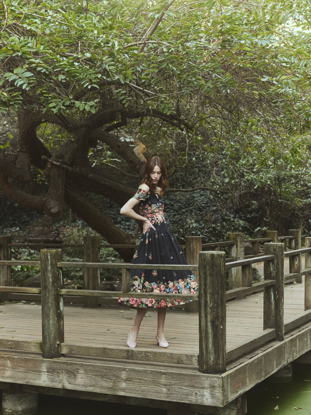 Sydney Dress in Black Victorian Floral