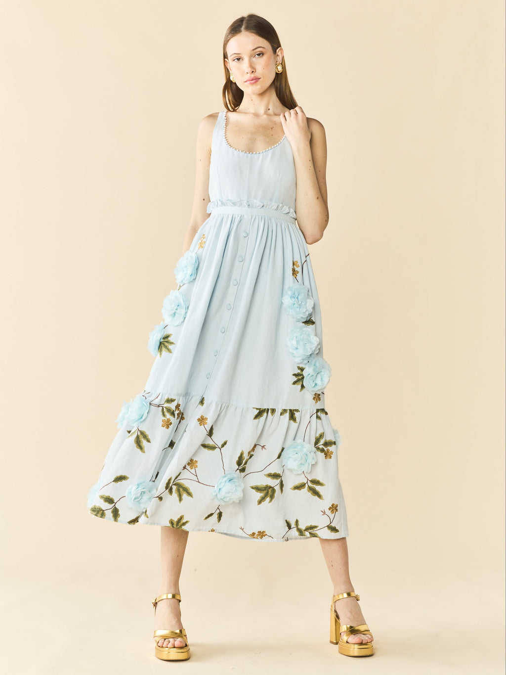 Valeria Dress in Lotus Garden Blue