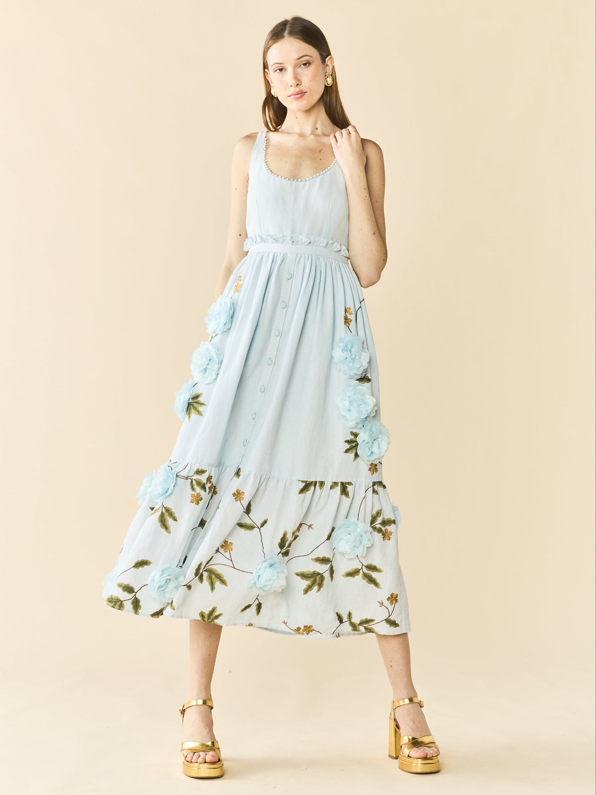 Valeria Dress in Lotus Garden Blue