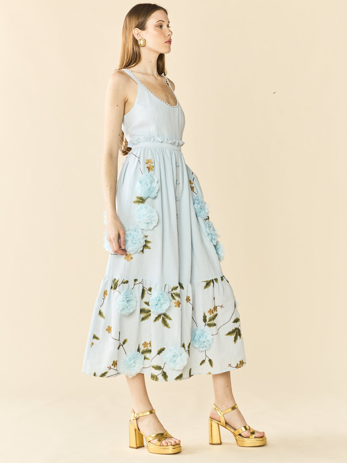 Valeria Dress in Lotus Garden Blue