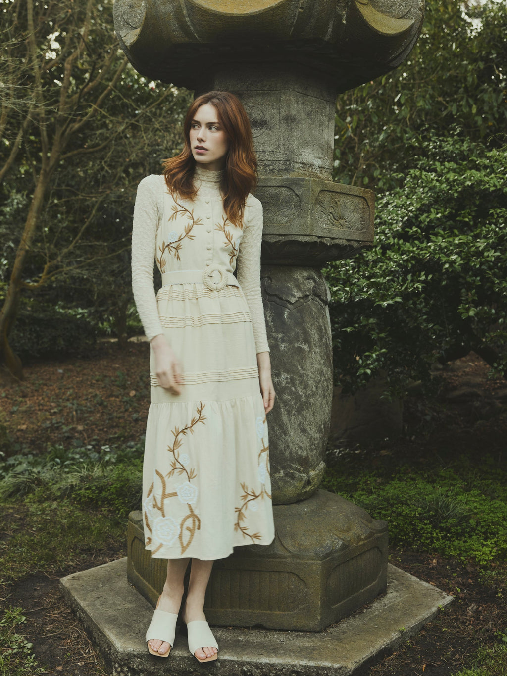 Sophia Dress in Khaki Garden