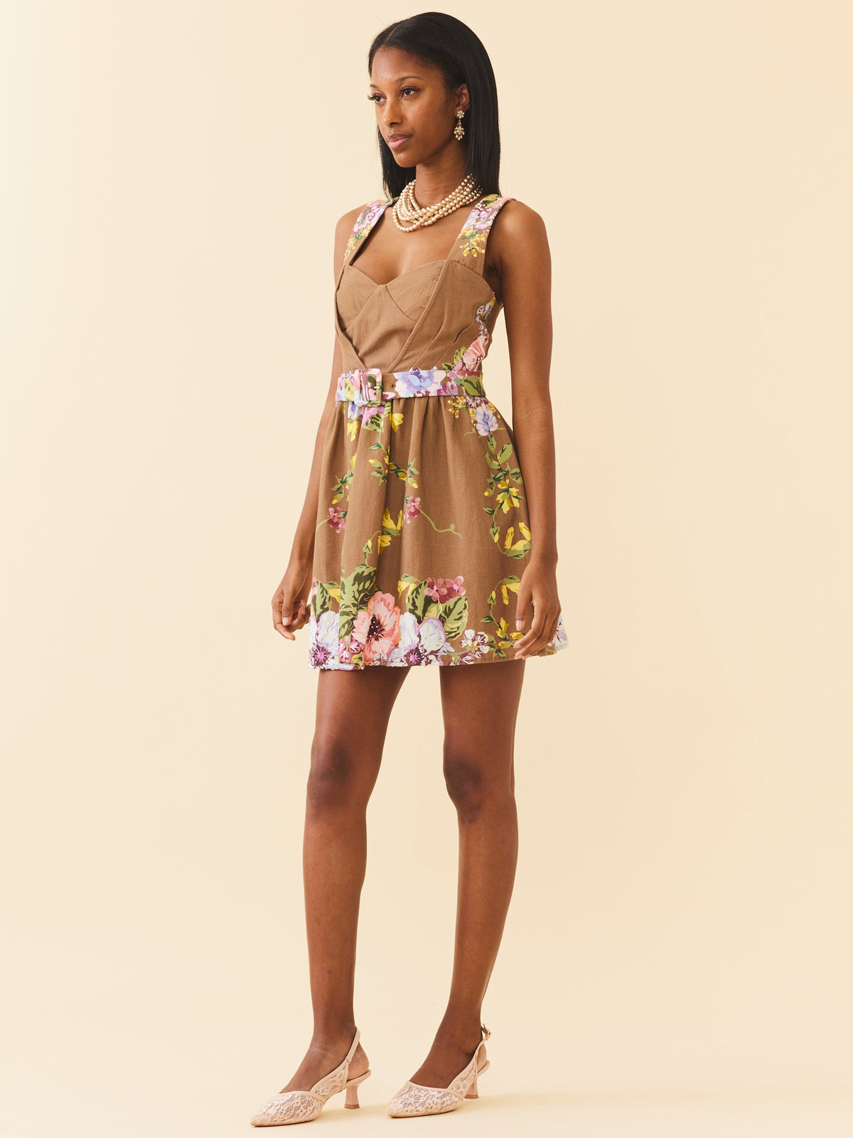 Georgie Dress in Caramel Victorian Floral
