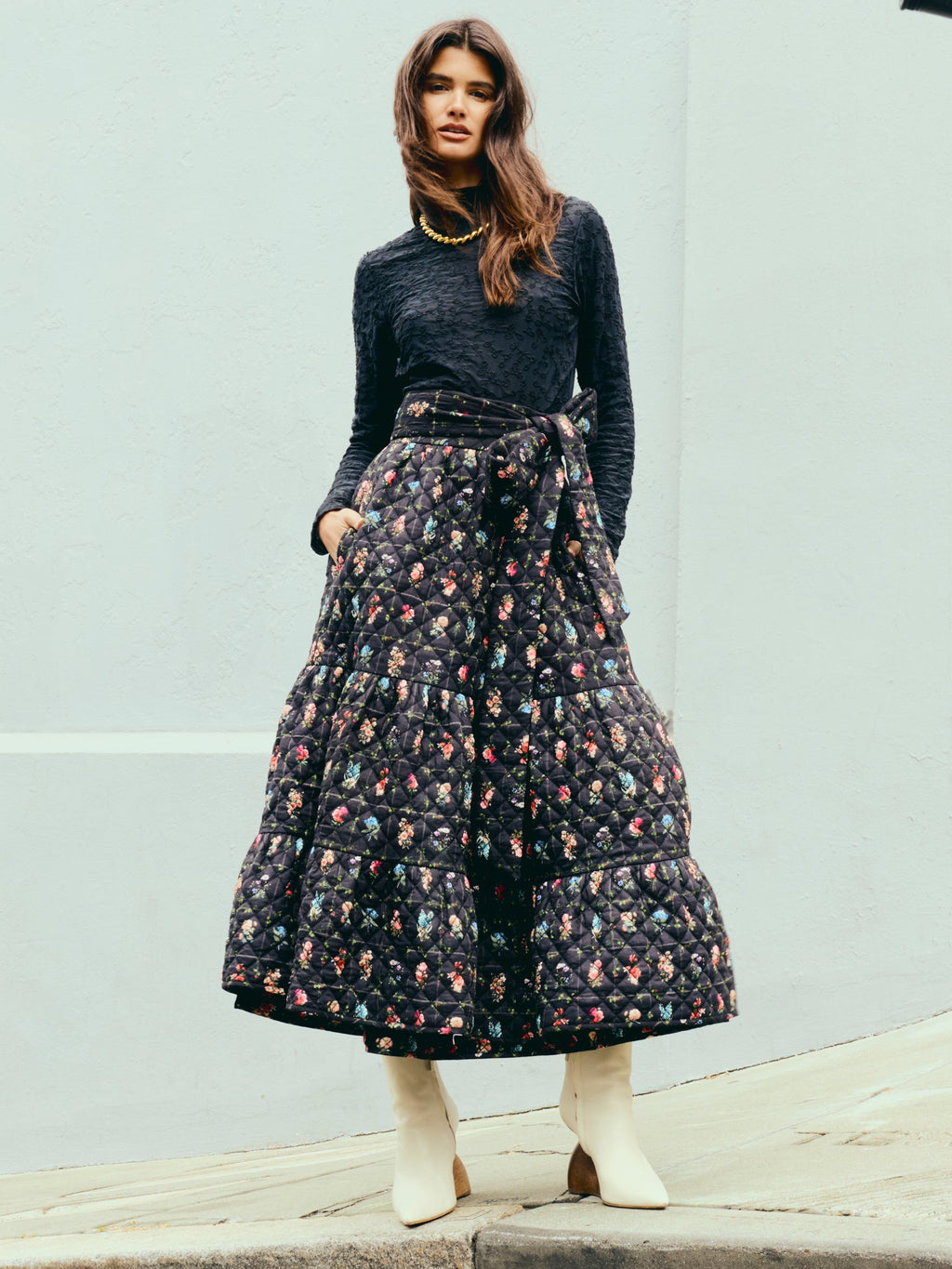 Celine Skirt in Florence Black Floral