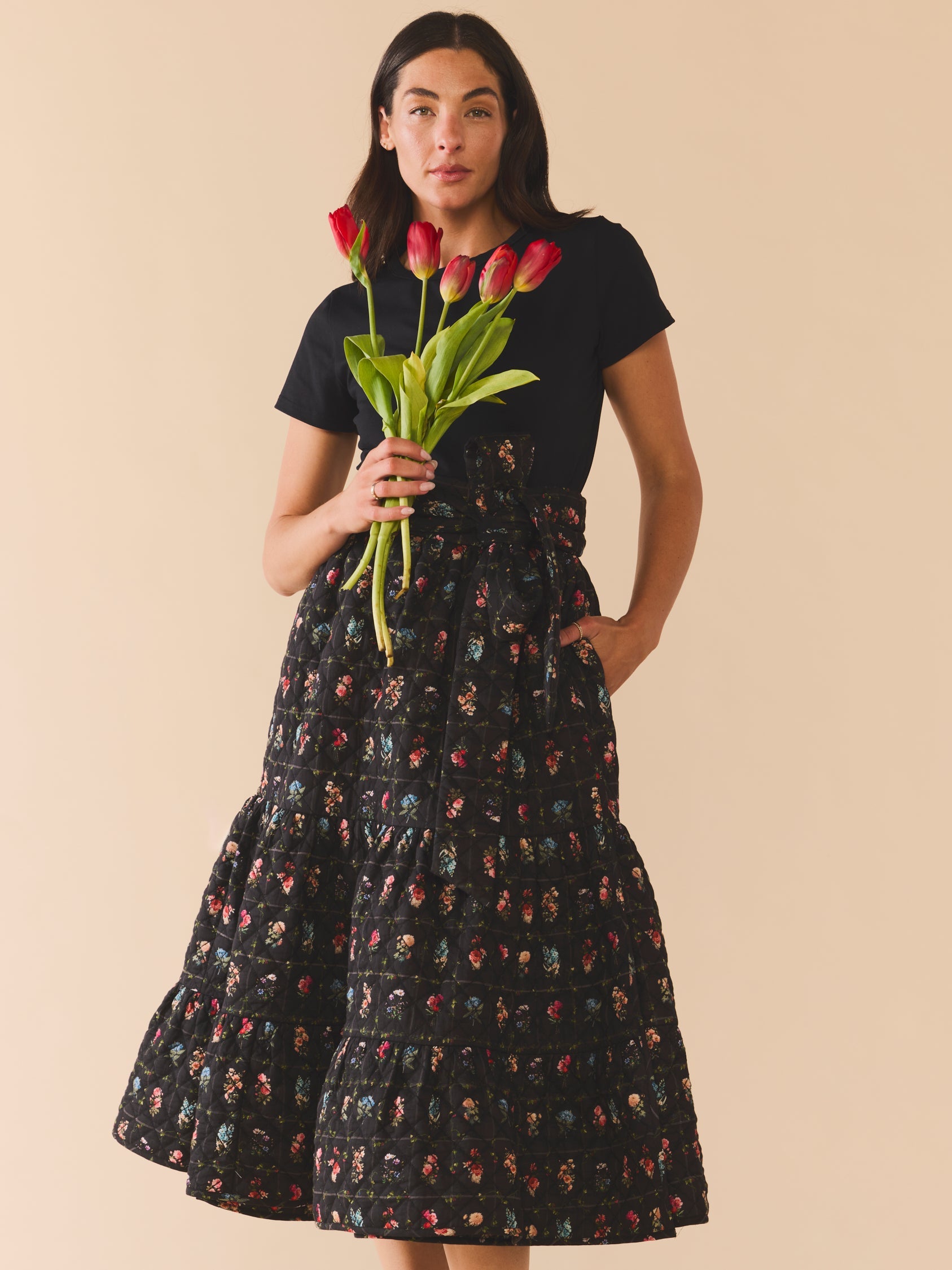 Celine Skirt in Florence Black Floral