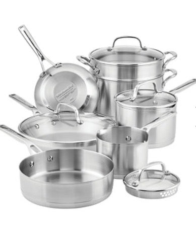 3-Ply Base Stainless Steel 11 Piece Cookware Induction Pots and Pans Set