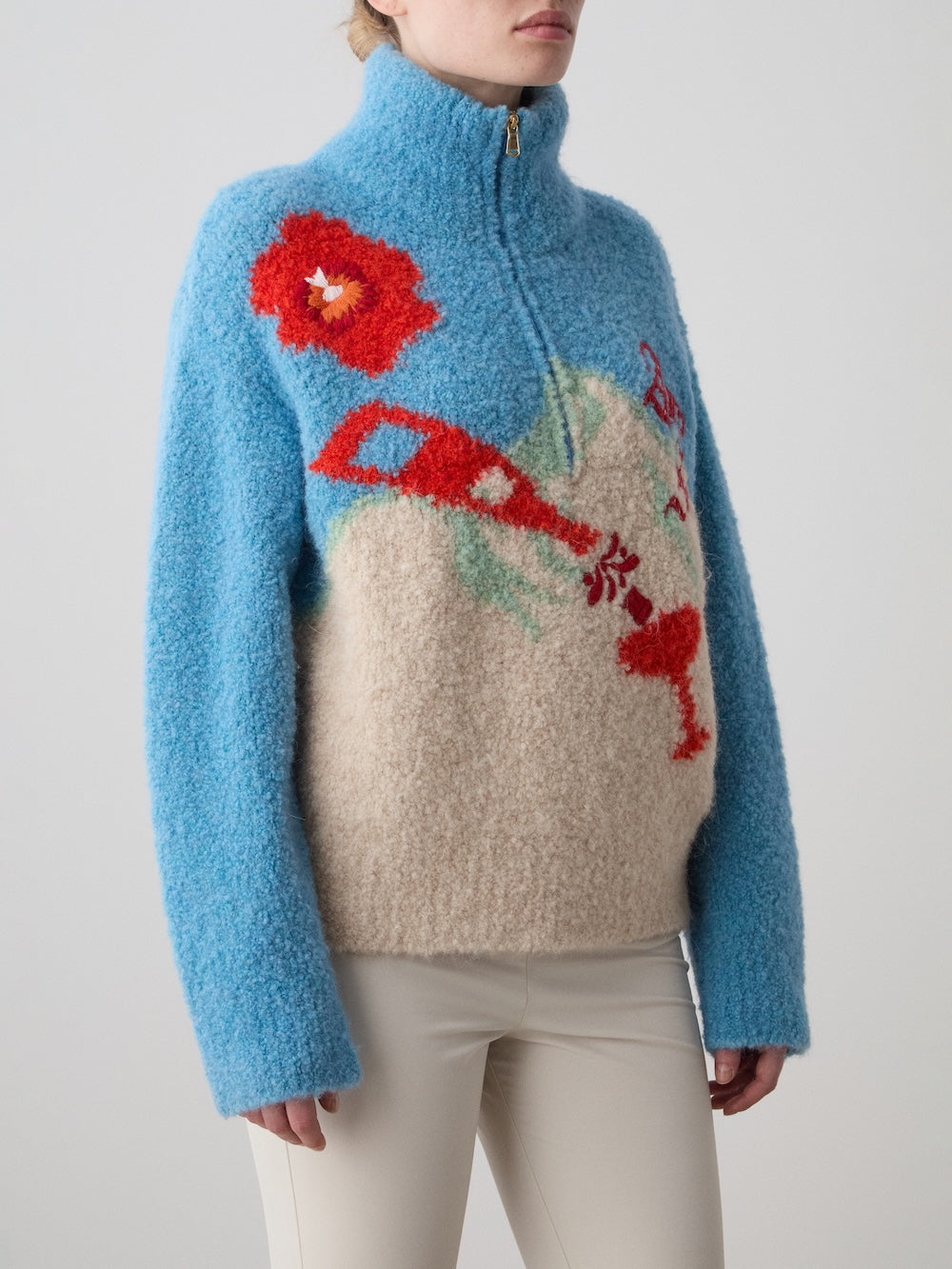 WN x Markarian Boucle Sweater in Light Blue