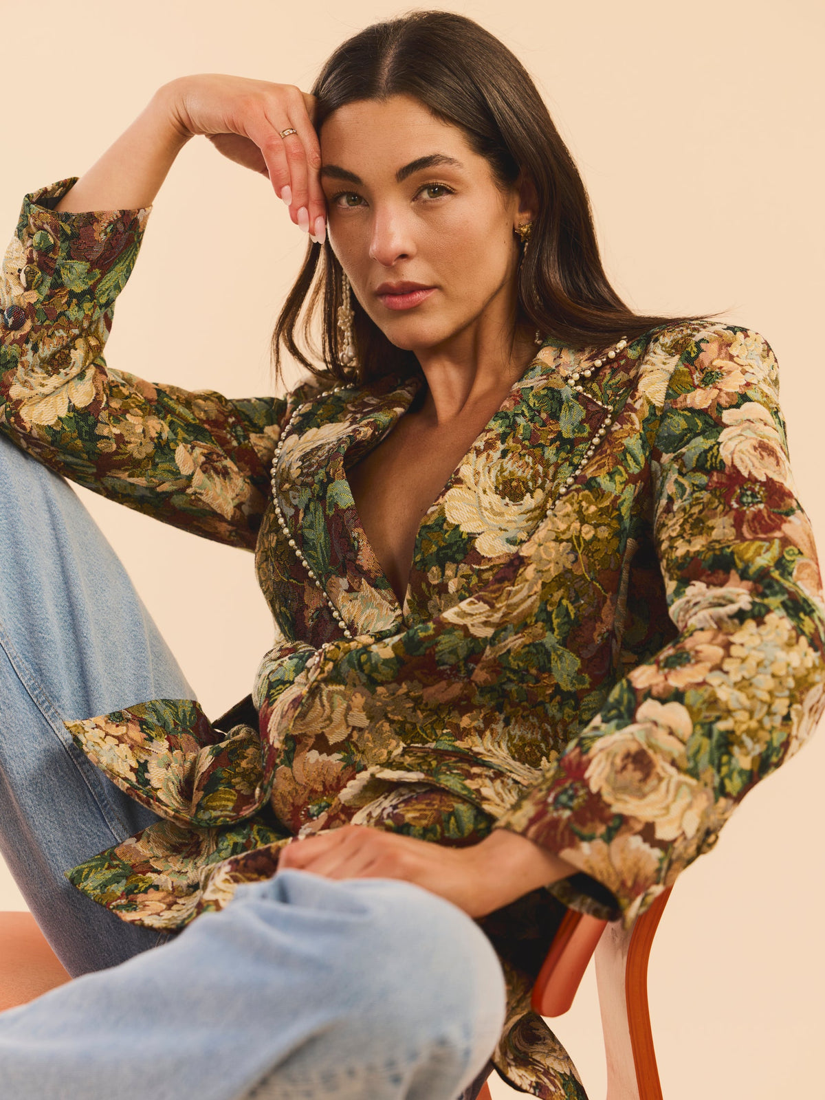 Meredith Blazer in Flora Floral Jacquard