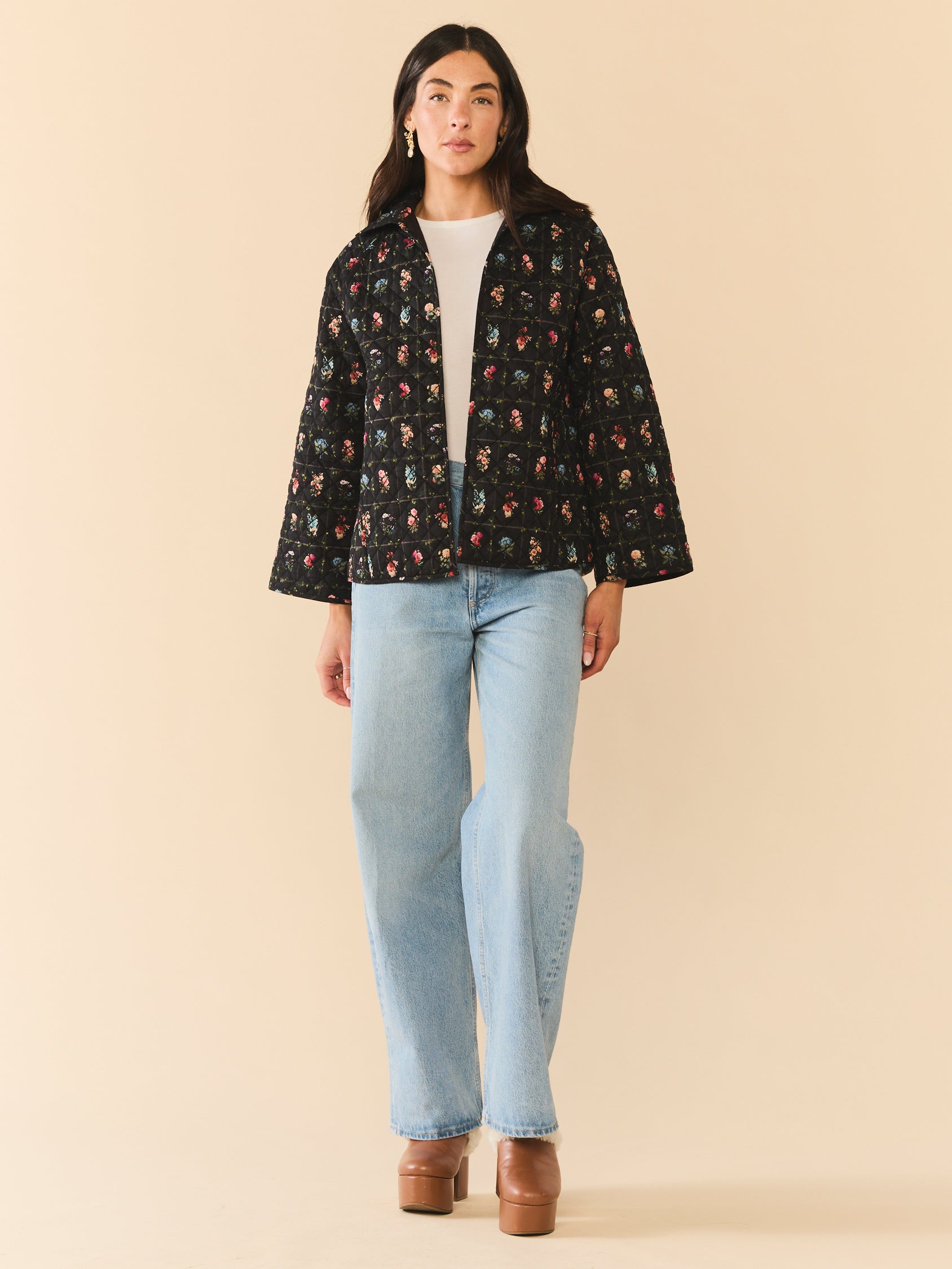 Flora Quilted Jacket in Florence Black Floral