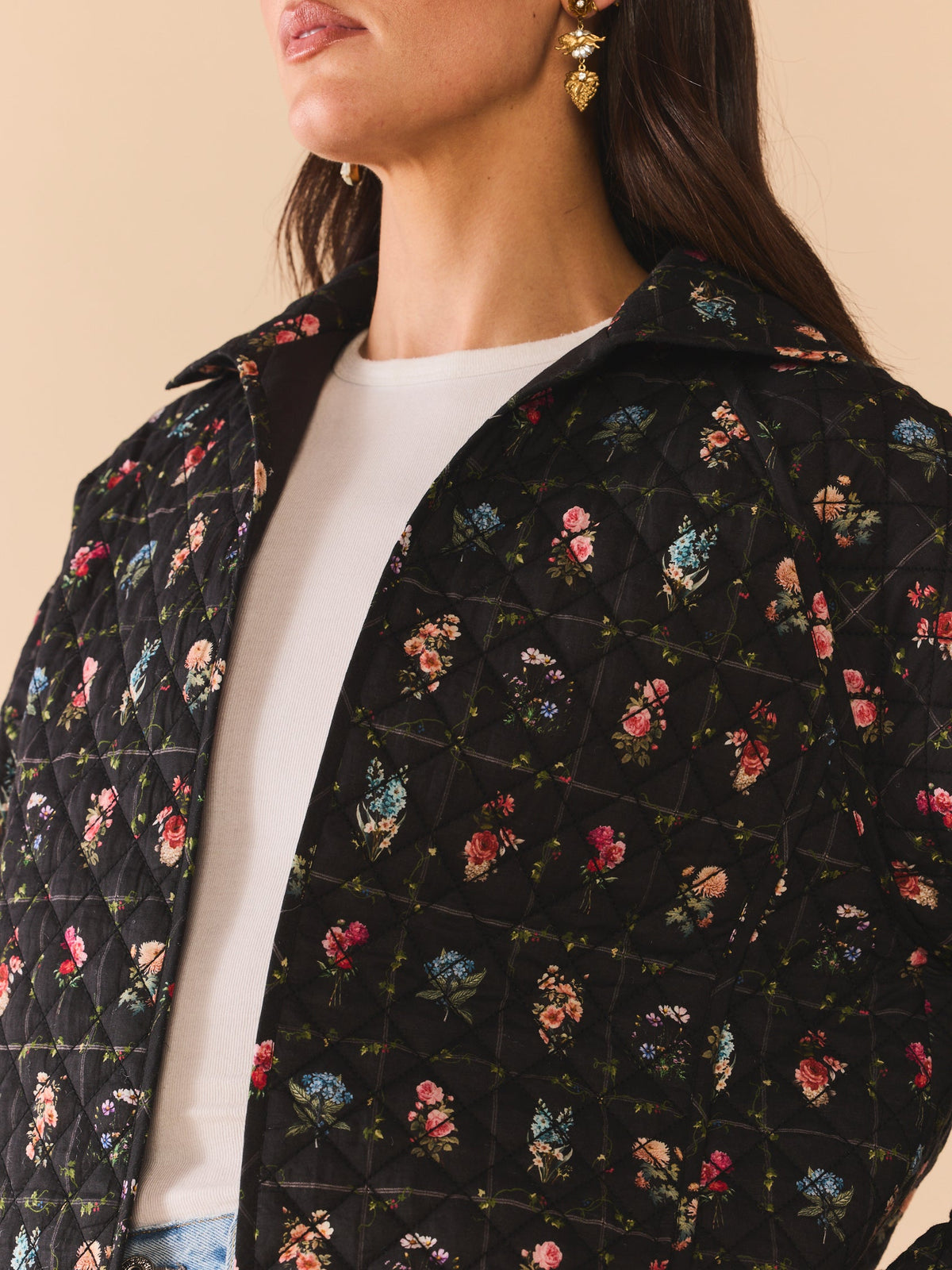 Flora Quilted Jacket in Florence Black Floral