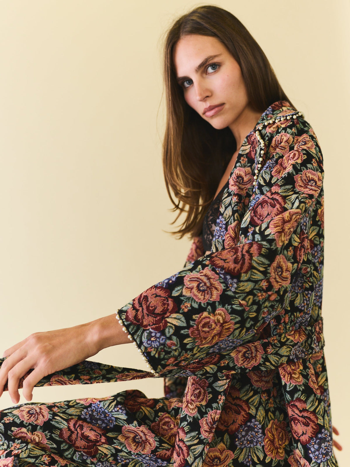 Palak Jacket in Black Rainbow Jacquard