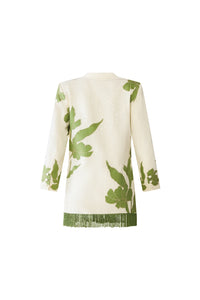 Alex Blazer Dress in Ivory wth Green Appliqué