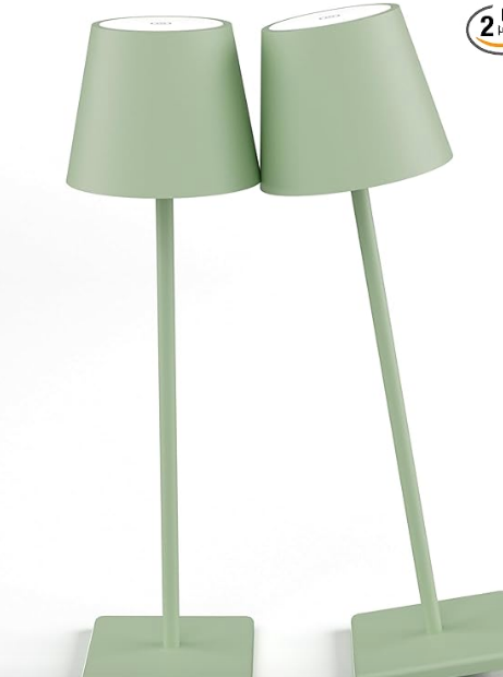 2-Pack LED Cordless Table Lamp (Green)