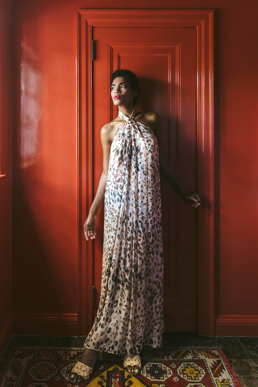 Marion Dress in Cheetah Blush