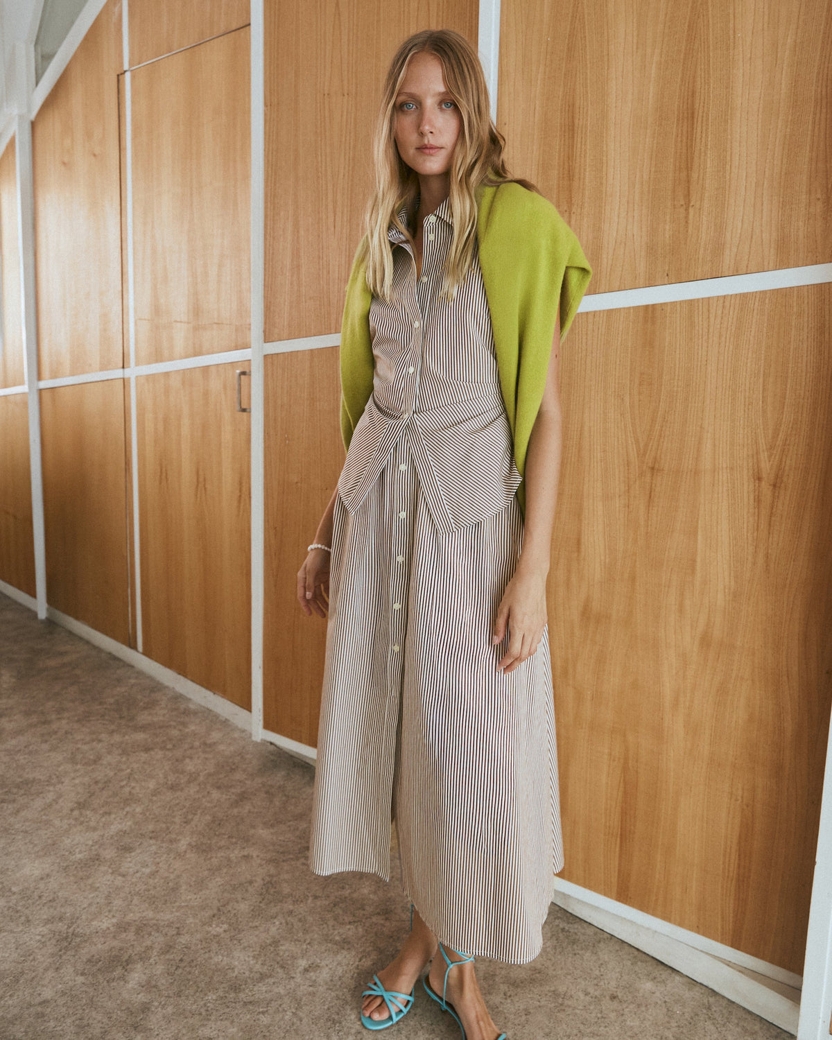 Hannah Dress in Acorn & Optic White
