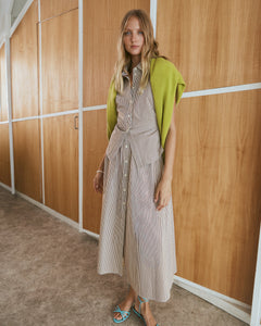 Hannah Dress in Acorn & Optic White