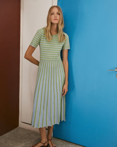 Emilia Knit Dress in Powder Blue Multi
