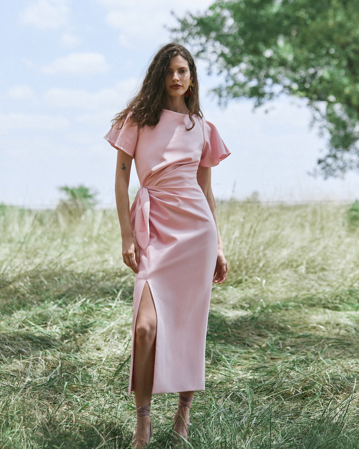 Emeline Dress in Rose Quartz