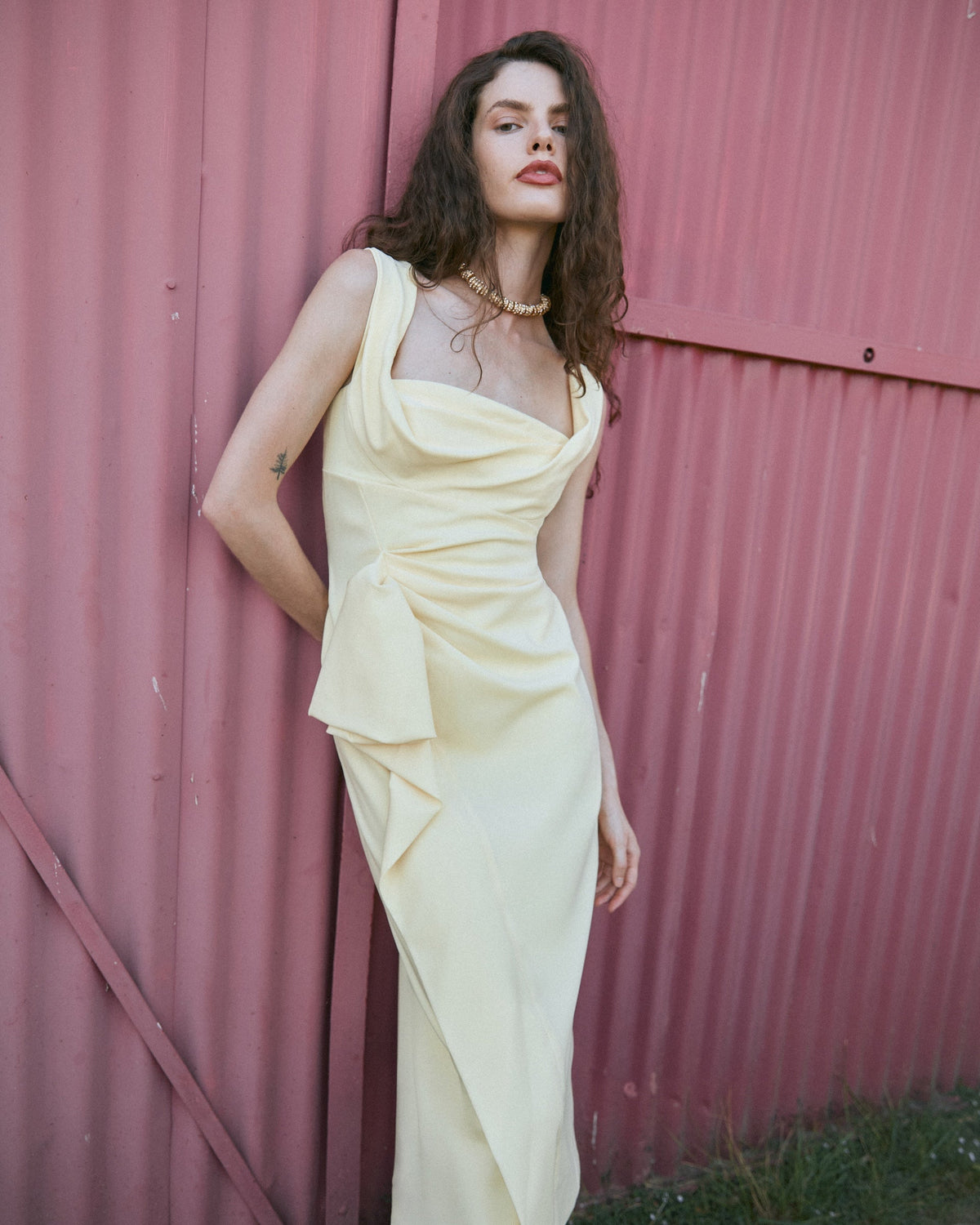 Mia Dress in Light Lemon