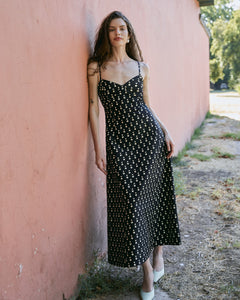 Isabelle Dot Dress in Noir/Ivory