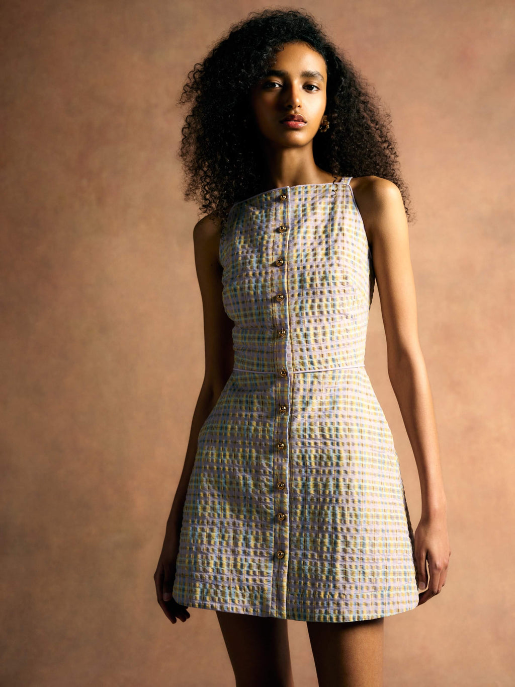Skye Pastel Plaid Button Up Mini Dress