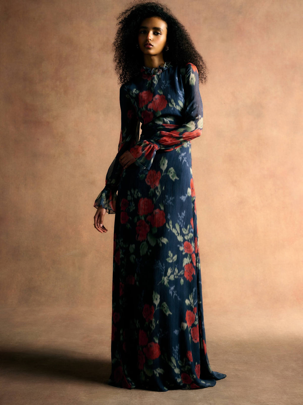 Adelaide Red Bloom Chiffon Gown