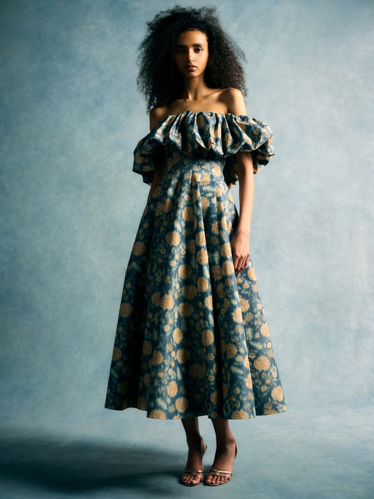 Freesia Dusk Marigold Ikat Midi Dress