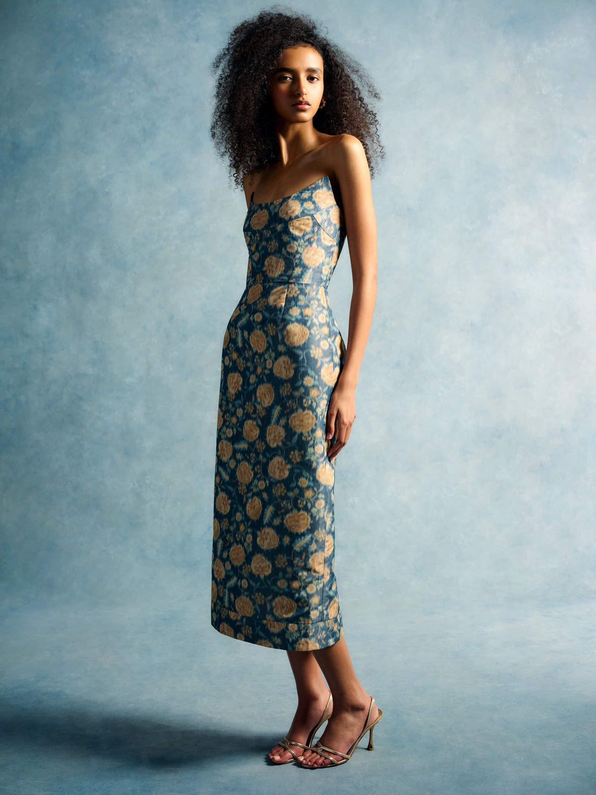 Cyprus Dusk Marigold Ikat Midi Dress