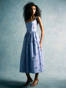 Nara Sequin Embroidery Midi Dress